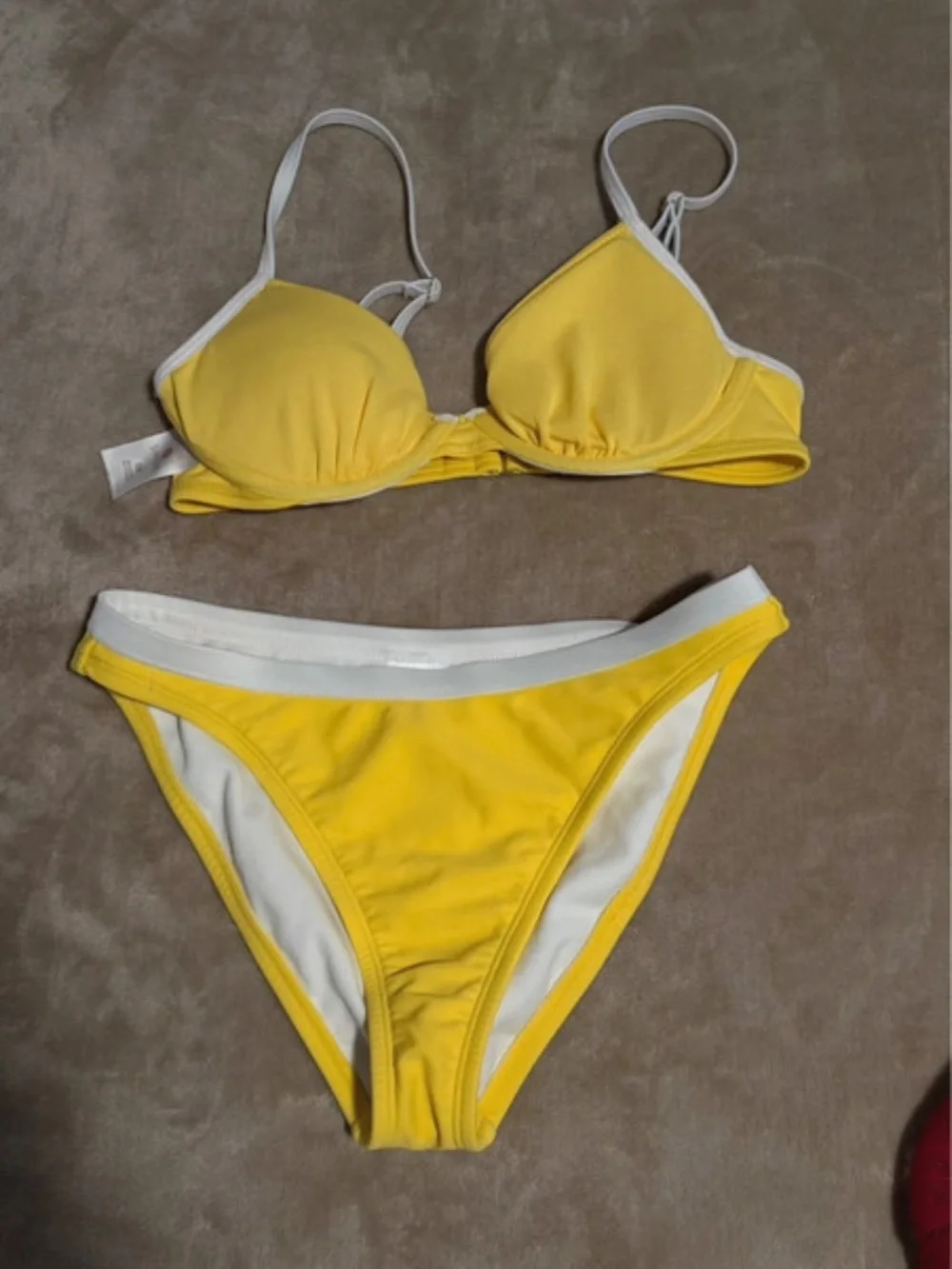 Shade & Shore Yellow and White Two-Piece Bikini